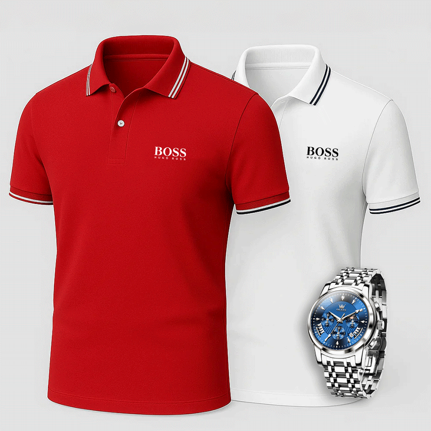 [Buy 2 Pay 1] 2-Pack Premiere Polo Shirts + Exclusive Watch