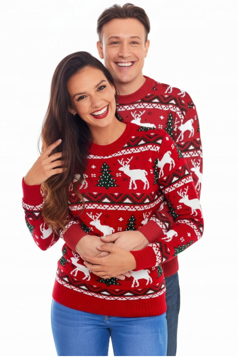 Christmas Reindeer Wool Sweater for Parents and Children